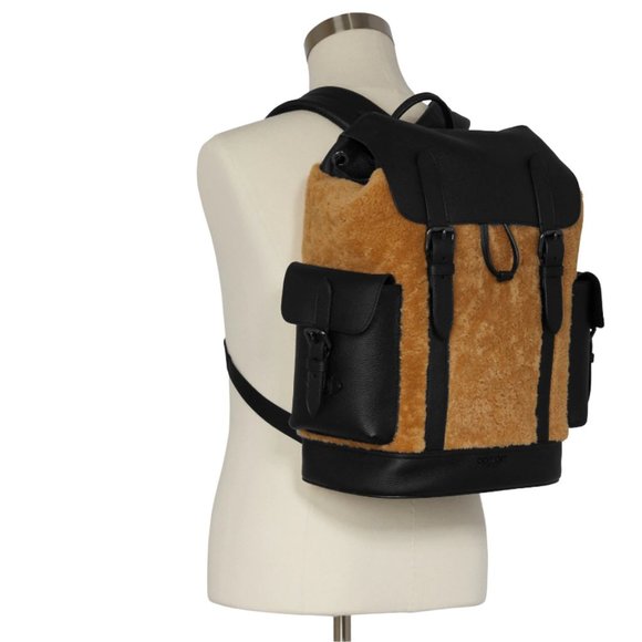 COACH Hudson Backpack in Gunmetal/Light Camel Black - Picture 4 of 4